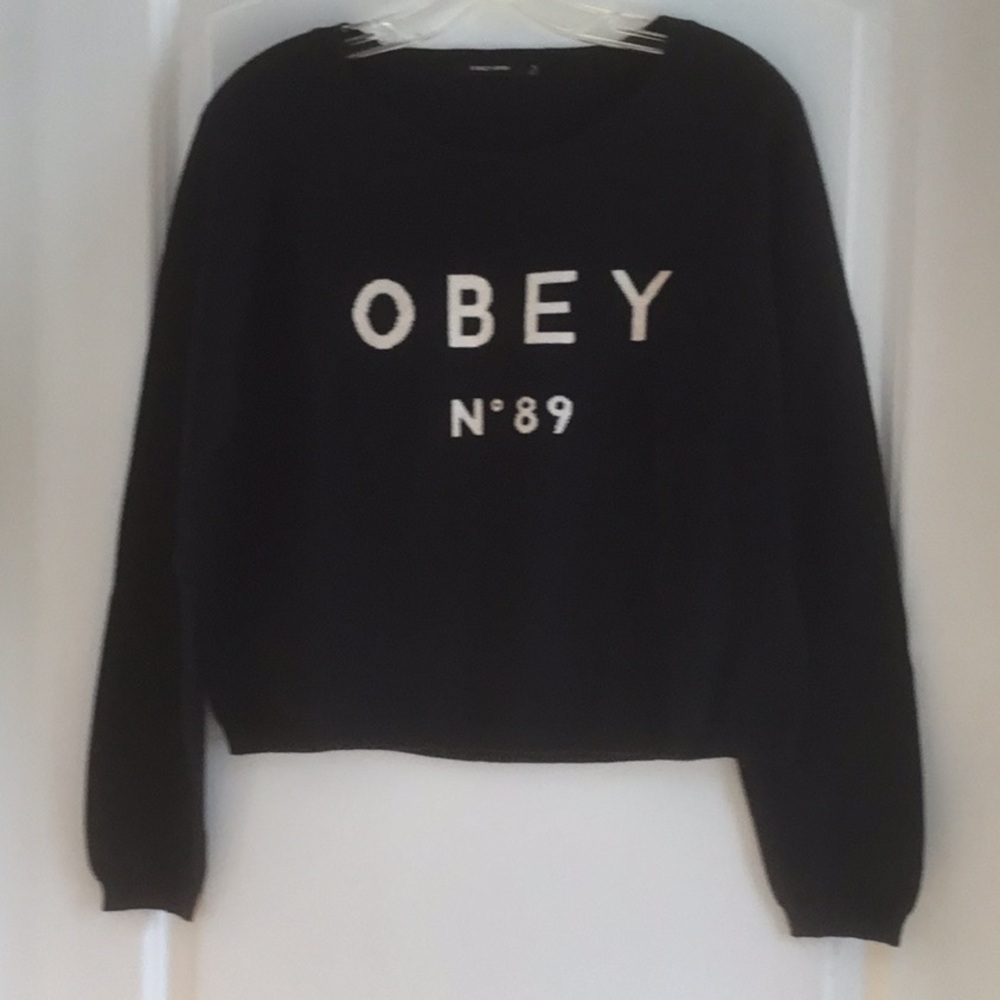 Obey Black Crewneck Sweater with Minimalist Design